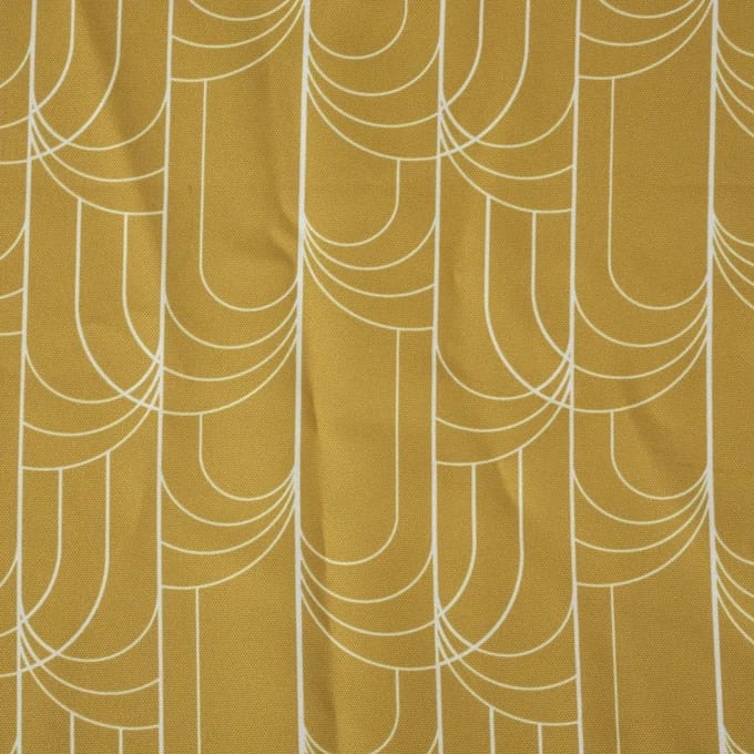 Atmosphera Tafelkleed - polyester - oker geel met print - 240 x 140 cm - Eettafel tafellakens