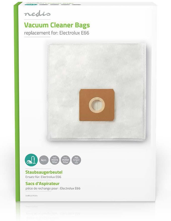 Nedis Stofzuigerzak - 4 Stuks - Synthetisch - Meest verkocht voor: Electrolux - Wit
