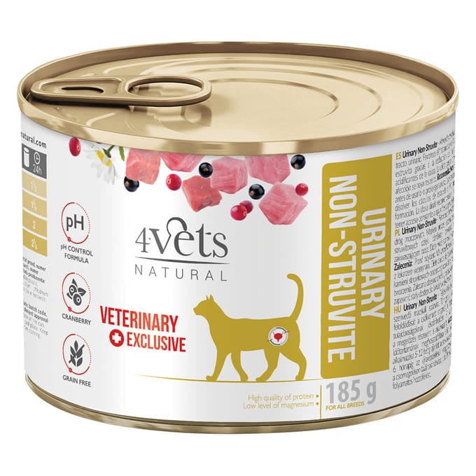 24x 185g 4vets Natural Cat Urinary kattenvoer nat