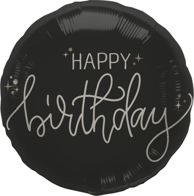 Folieballon - Happy Birthday - Crème Noir - 45 cm