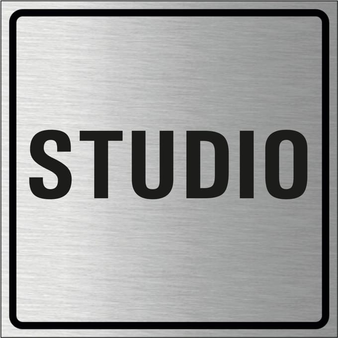 Studio bordje, geborsteld aluminium 150 x 150 mm