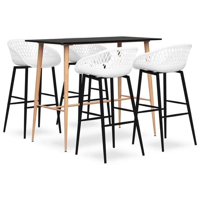 vidaXL - 5-delige - Barset - zwart - en - wit