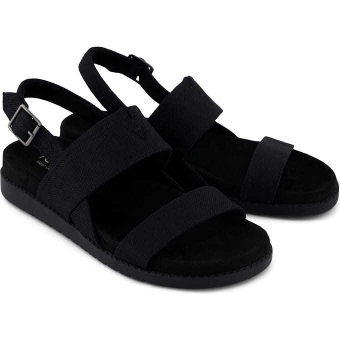 TOMS Marin Slingback Canvas Dames Zwarte Sandalen