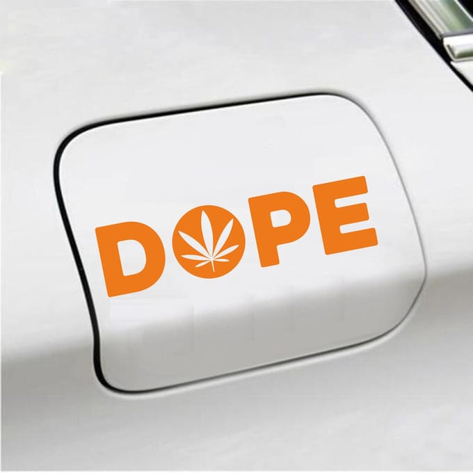 Bumpersticker - Dope - 4,5 X 17 - Oranje