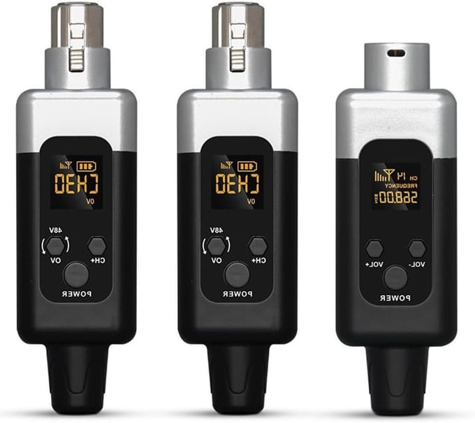 Draadloos Microfoon Systeem - Zender Ontvanger - Live Geluid - 48V Dynamische Mic - 50 Meter Bereik - Zilver Zwart