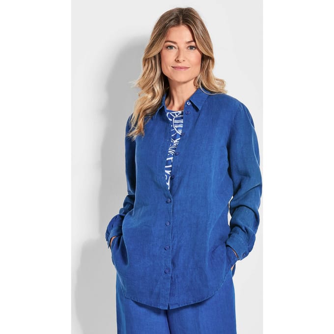 Linnen blouse - koningsblauw - Gr. 23 van Goldner Fashion