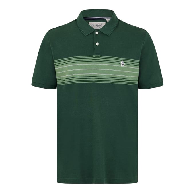 Original Penguin Heren Gestreept Polo Shirt (Groen)