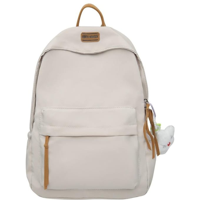 Schooltas voor Meisjes, Ins Bos-stijl Veelzijdige Rugzak, Eenvoudige Japanse Stijl Rugzak With pendant wit