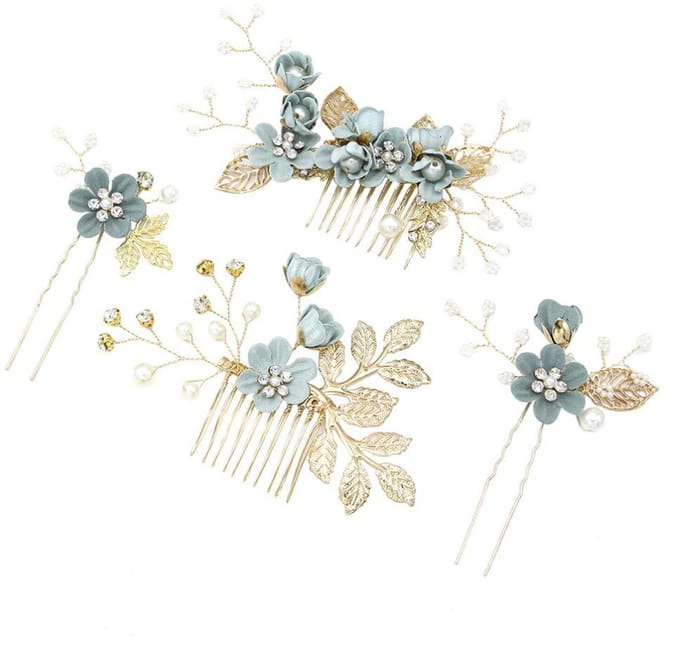 Bloemenhaaraccessoire – Haaraccessoire voor de bruiloft – Stylingaccessoire voor fotoshoots – Bruidshaarclip – Groen