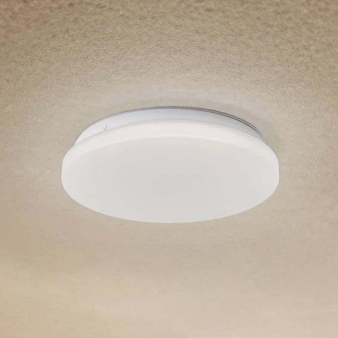 Lindby LED buiten plafondlamp Kirkola, 3000 K, Ø 26 cm, wit