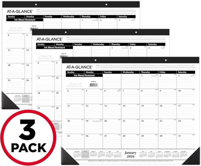 Jaarkalender 2026 Bureaukalender Grote Maandoverzichten 3 Stuks Schrijfblok
