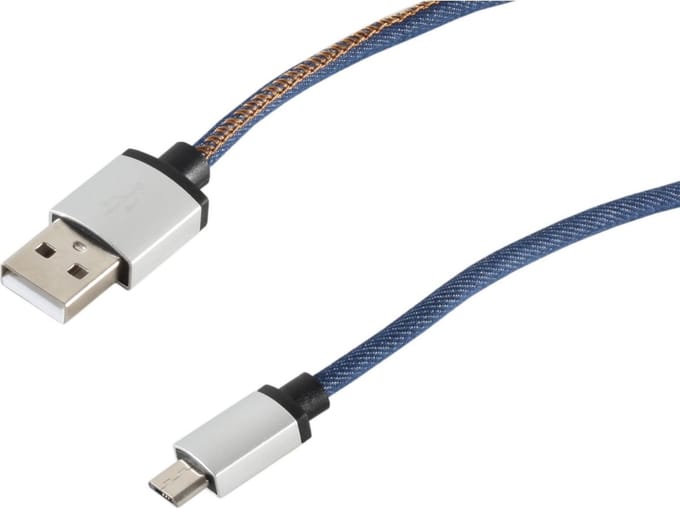 USB Micro B naar USB-A kabel - USB2.0 - tot 2A / blauw jeans - 2 meter