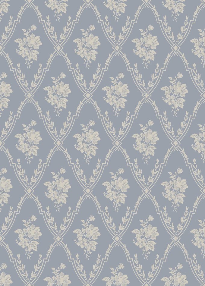 Boråstapeter Vliesbehang 8060 - Anno II - Klassiek Blauw - 53cm x 10.05m