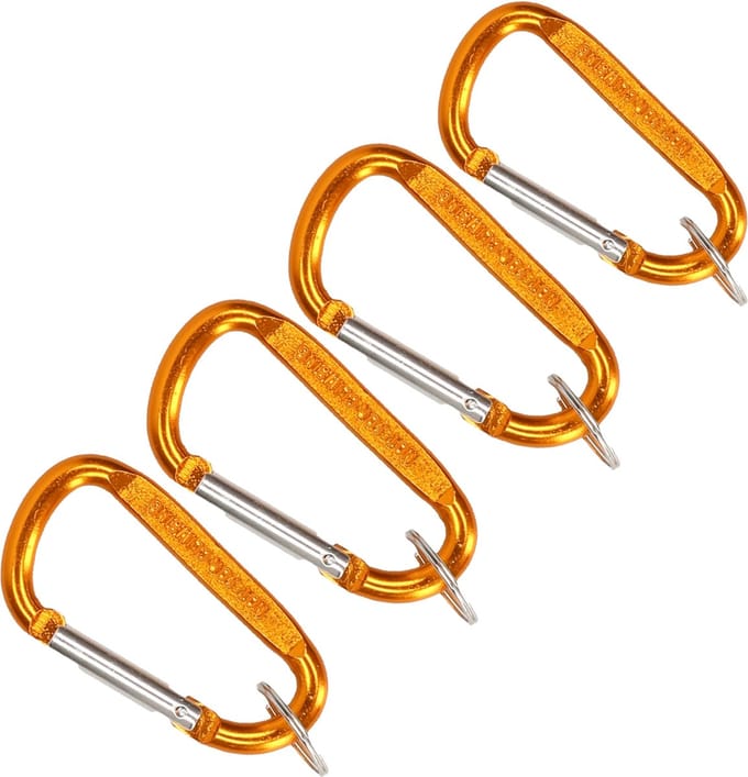 Karabijnhaak sleutelhanger - 4x - metaal - geel goud - 8 cm