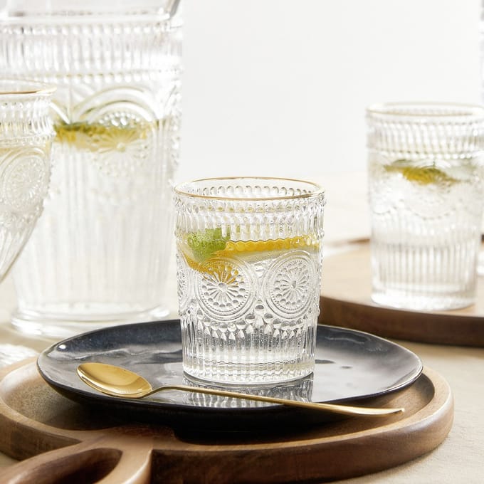 HOMLA Glass Barrel Low met gouden rand - 300 ml