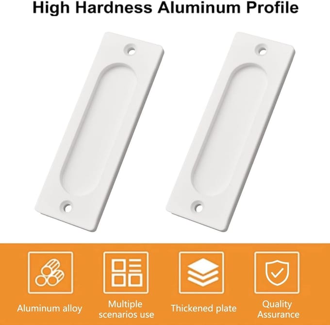 Dailygoods- Schuifdeurtrekken 10Cm Aluminium - Rechthoekige Inbouw
