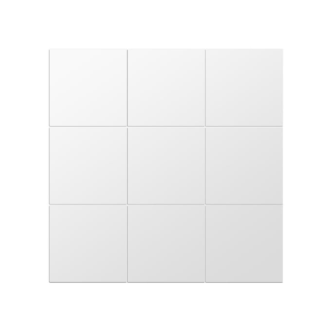 Lot de 9 autocollants muraux carrés en miroir 3D de 15 cm, pour bricolage, acrylique white