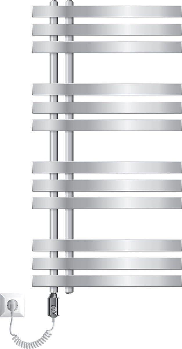 ECD Germany Strijkijzer EM design badkamerradiator elektrisch met verwarmingselement 600 B - 500 x 1000 mm - chroom - design radiatorpaneel handdoekverwarmer handdoekendroger