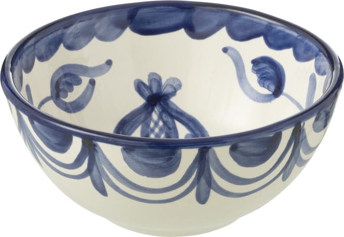 J-Line kom Granada High - keramiek - wit/blauw - small - Ø 14 cm