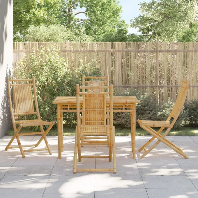 vidaXL - Opklapbare - stoelen, - 4 - stuks, - 46x66x99 - cm, - bamboe