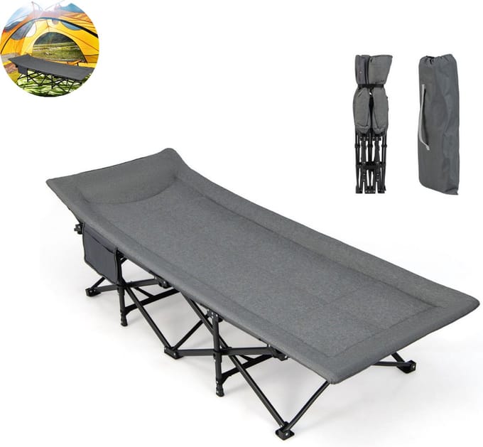 Veldbed - Kampeerbed - Vouwbed - Ligbed - Stretcher- Campingbedje - Opvouwbaar - 1 Persoons - Grijs