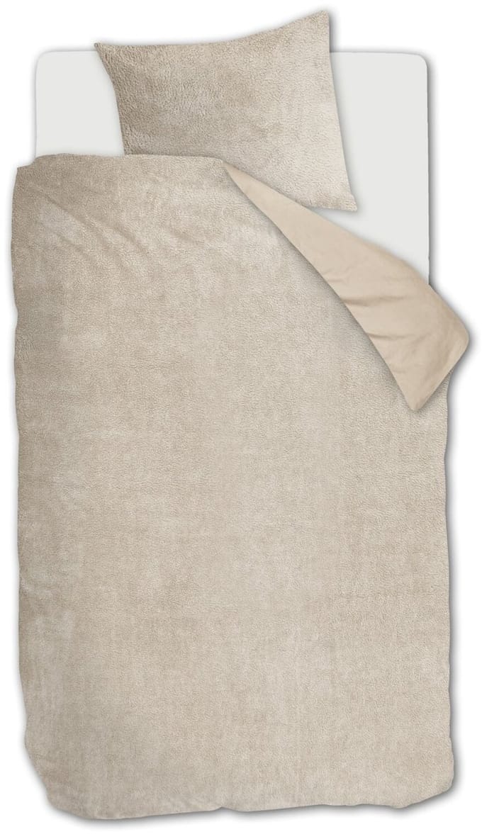 Ambiante Plush Teddy dekbedovertrek - Eenpersoons - 140x200/220 - Zand