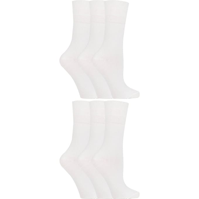 Gentle Grip - 6 paar diabetische damessokken - Wit