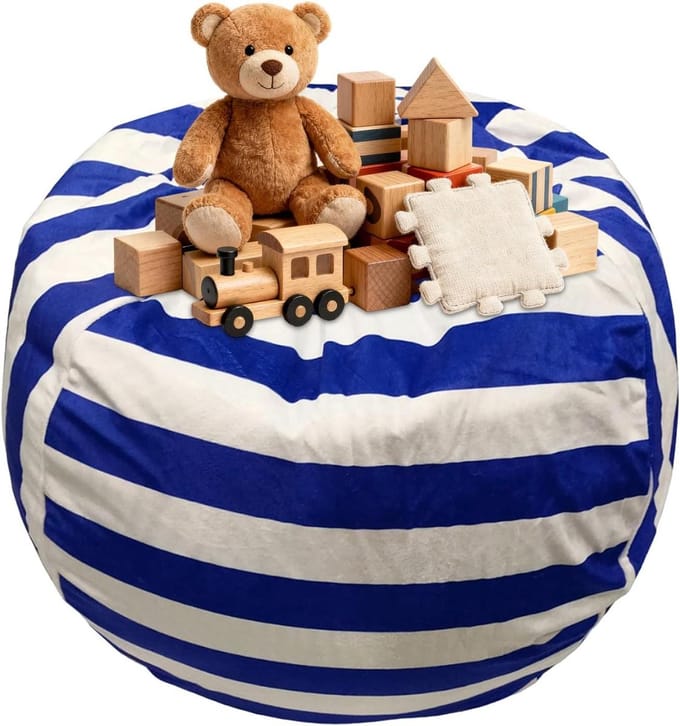 Zitzak Speelgoed - Opbergpoef - Speelgoed Opbergen - Met Ritssluiting - 96 cm - Blauw