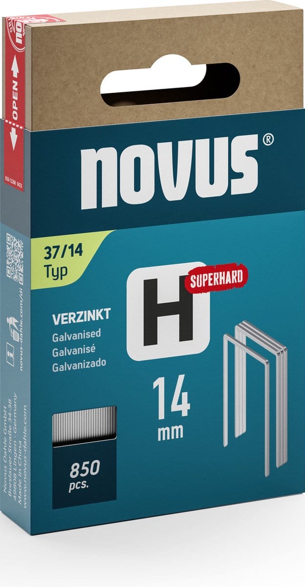 Novus Tools 042-0787 Nieten met fijn draad Type 37 850 stuk(s) Afm. (l x b) 14 mm x 10.6 mm