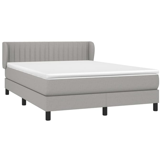 vidaXL - Boxspring - met - matras - stof - lichtgrijs - 140x190 - cm