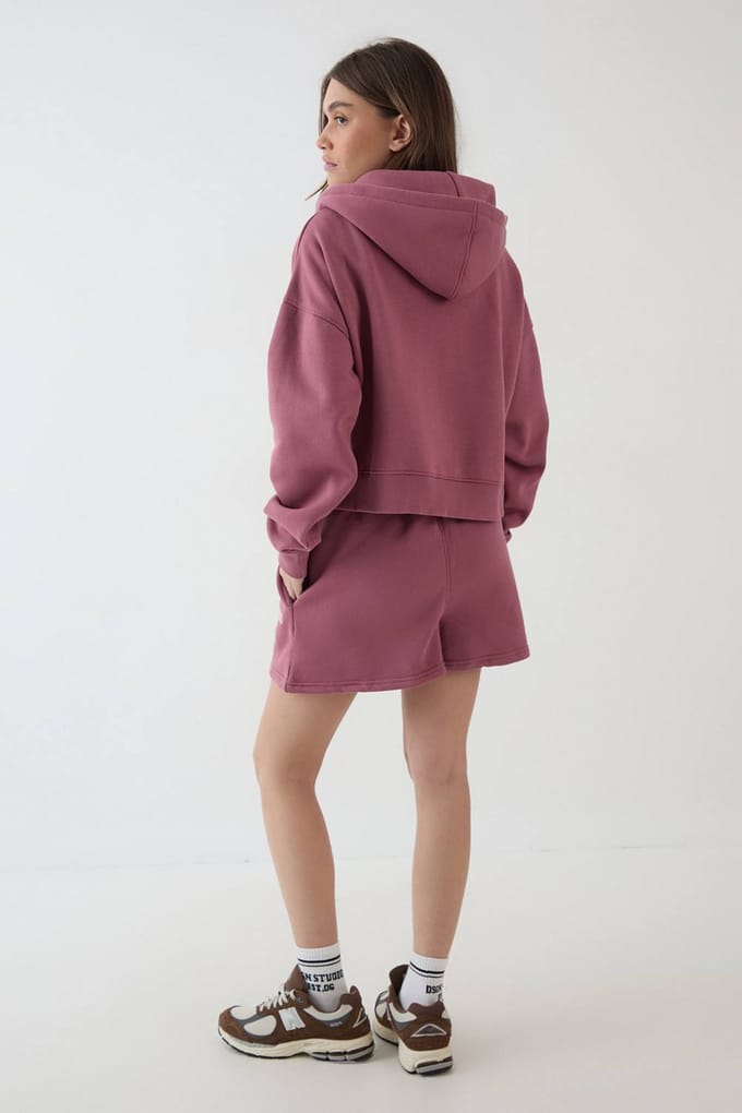 Dames Dsgn Studio Collegiate Applique Boxy Hoodie Met Rits | Roos | Maat: 2XL
