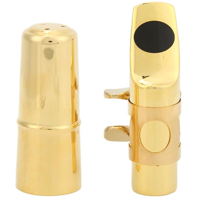 Kit d'embouchure de saxophone alto en métal avec coussinets et accessoires pour instruments n° 7 beige
