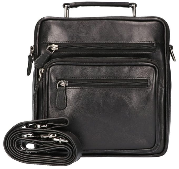 Leather Design Reportertas Unisex Zwart