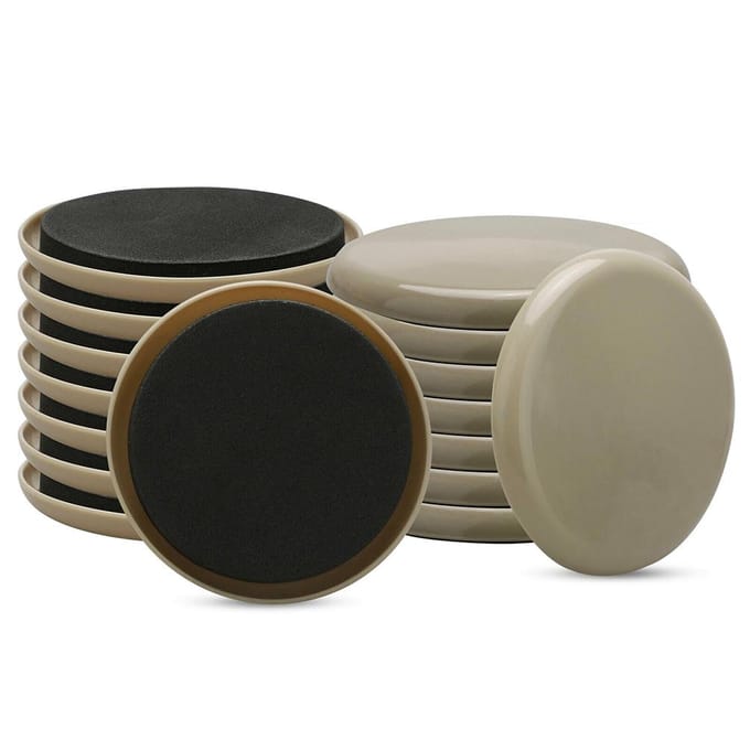 16 stuks 3,5 inch Ronde Tapijt Meubelschuivers voor Tapijt en Harde Vloeroppervlak bruin