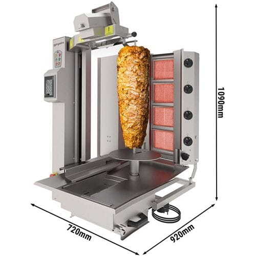 GGM Gastro Gas Dönerroboter mit Schneidsystem - 4 Brenner - max. 95 kg Zilver