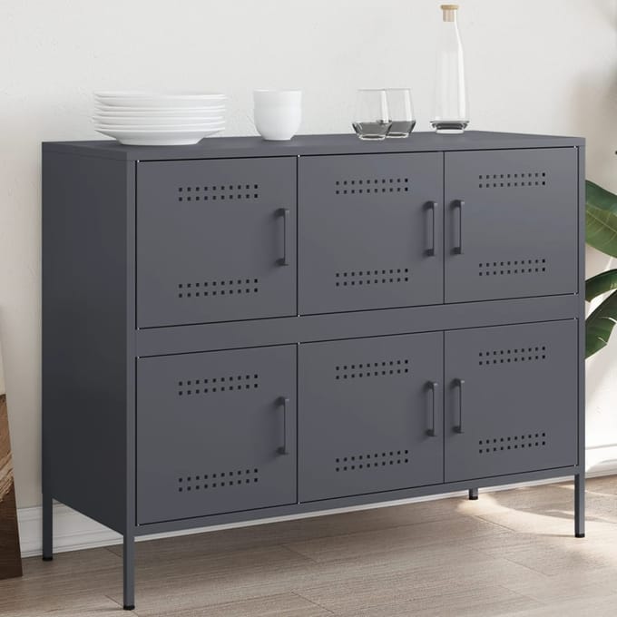 vidaXL - Dressoir - 100,5x39x79 - cm - staal - antracietkleurig