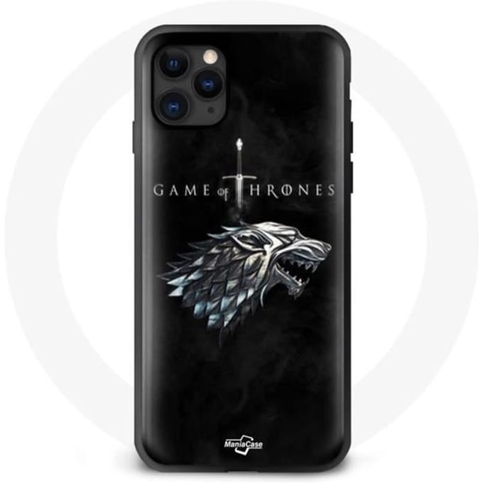 Coque - Maniacase - Iphone 11 Pro Max - Game of Thrones - Maison Stark - Protection souple noir
