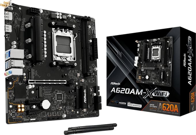 ASRock A620AM-X WIFI - Moederbord - Micro ATX - Socket AM5 - AMD A620 - DDR5 - Realtek Audio - Wi-Fi 5 - Realtek 2.5G LAN