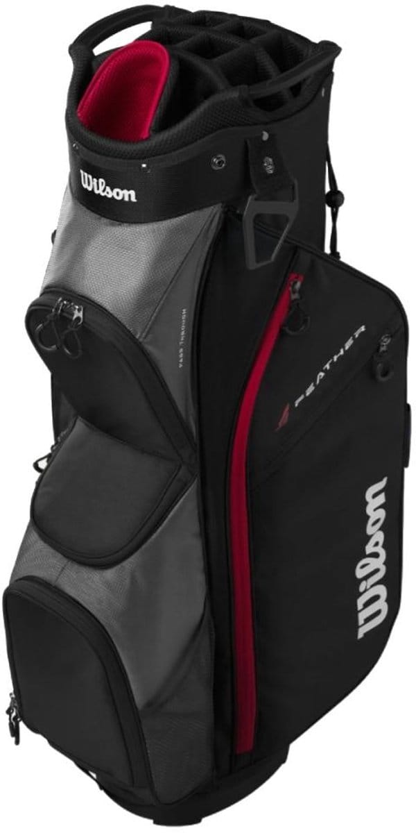 Wilson Feather Cartbag 2026 - Zwart Grijs Rood