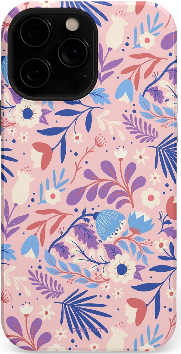 Casetastic hoesje geschikt voor Apple iPhone 13 Pro - MagSafe - Dubbellaagse bescherming - Bloeispel - Fashion Case - Lichtroze Lavendel Crème Lichtgrijs