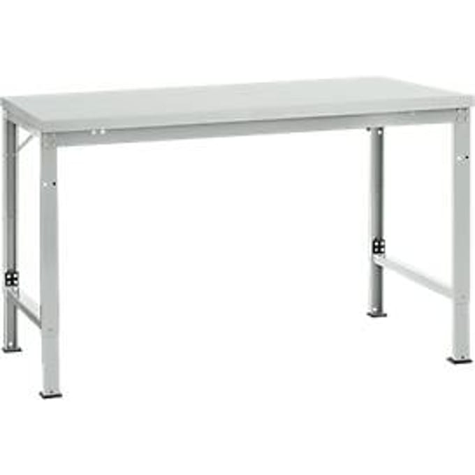 Manuflex AU7061.7035 Werk achtergrond tafel universele speciale met melamine schijf, bxdxh = 1500 x 1000 x 722-1022 mm Grijs-wit (RAL 7035)