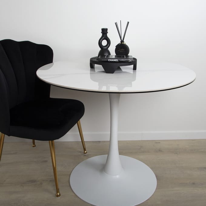 Milton & Oldbrook Eettafel Ø 90 cm Prague Keramiek Wit