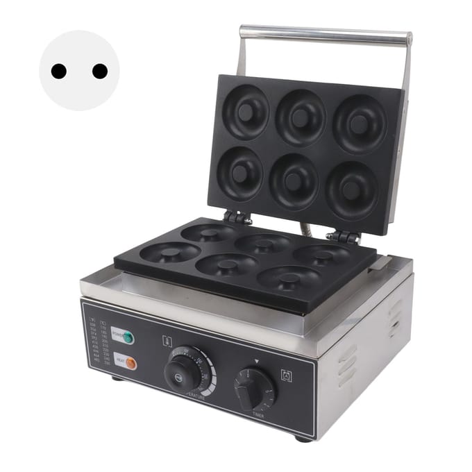 Commerciële Elektrische Donutmaker 6 Gaten Dubbelzijdige Verhitting Donutmaker Machine voor Restaurant L black