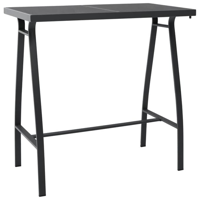 vidaXL - Tuinbartafel - 110x60x110 - cm - gehard - glas - zwart
