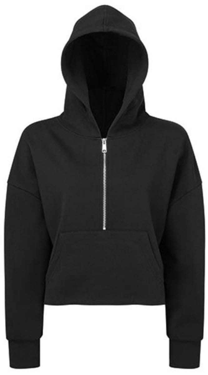 TriDri - Dames Hoodie met halve Rits - Black maat S/M