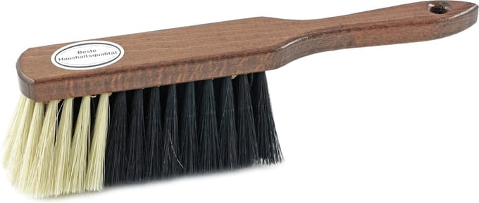 Zachte stoffer/handveger - bruin - met gemixt paardenhaar - 30 x 7 cm