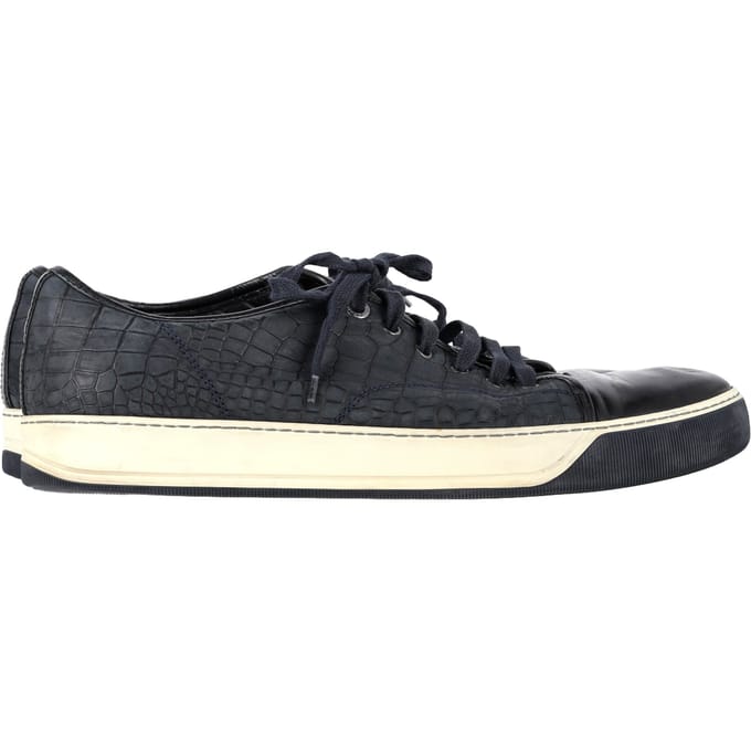Lanvin DBB1 Croc-Embossed Sneakers in marineblauw leer
