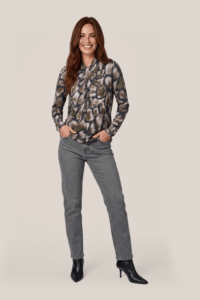 Roby Print Top Olijfgroen / Multi