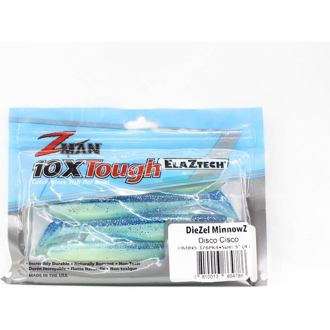 Zman Zacht Kunstaas Diezel MinnowZ 5 Inch 4/Pack Disco Cisco (4786)