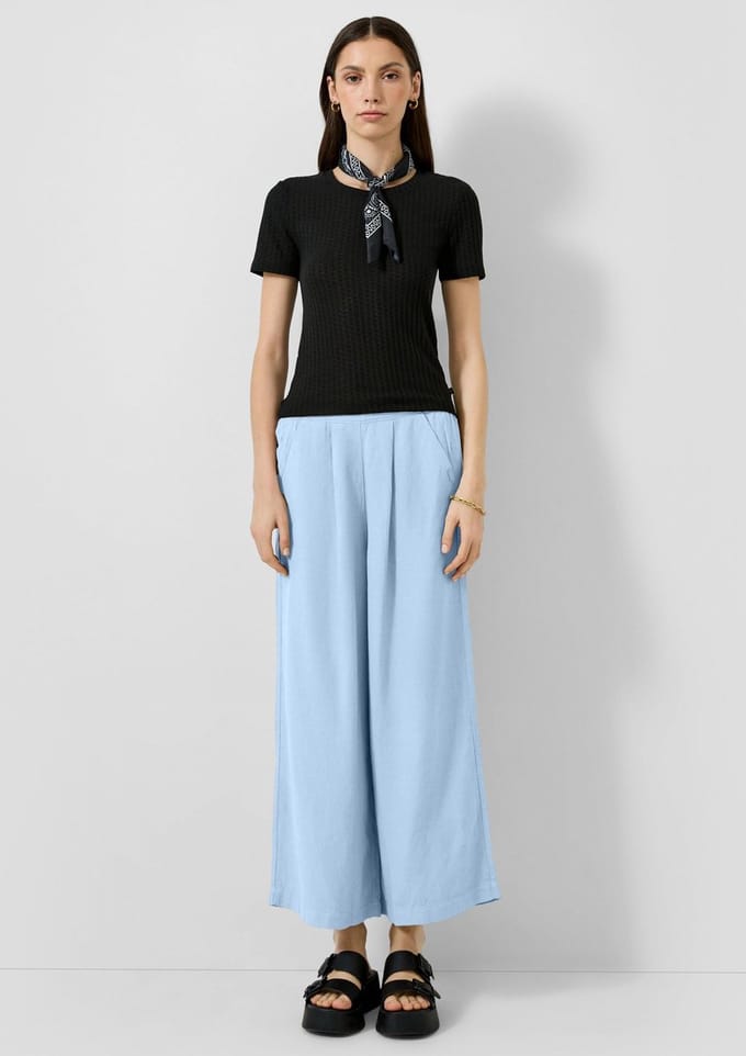 Hoge taille culotte broek in gemengde lin voor vrouwen QS